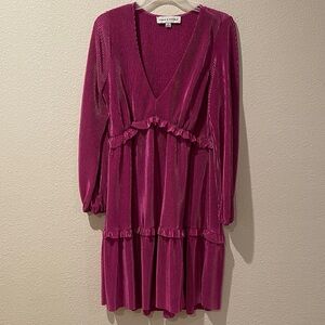 Emma & Michele Fuchsia Long Sleeve Dress